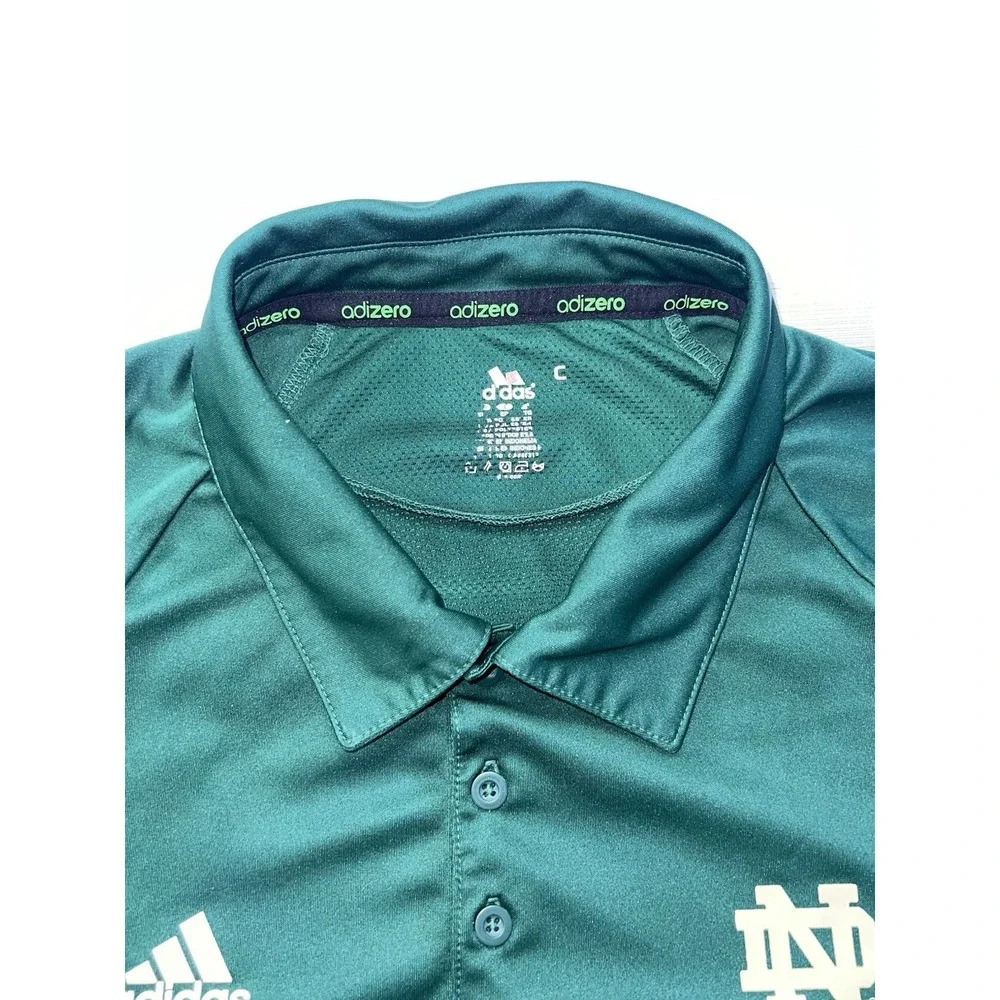 Notre Dame Polo Shirt Mens XL Green Adidas Climalite Adizero Fighting Irish Golf